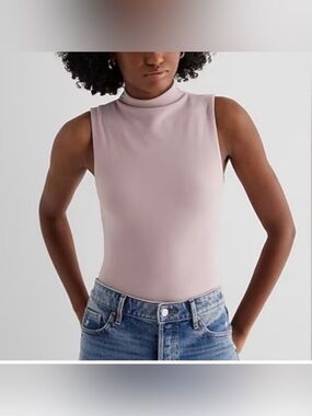 Express Sleeveless Mock Neck Bodysuit - Light Pink